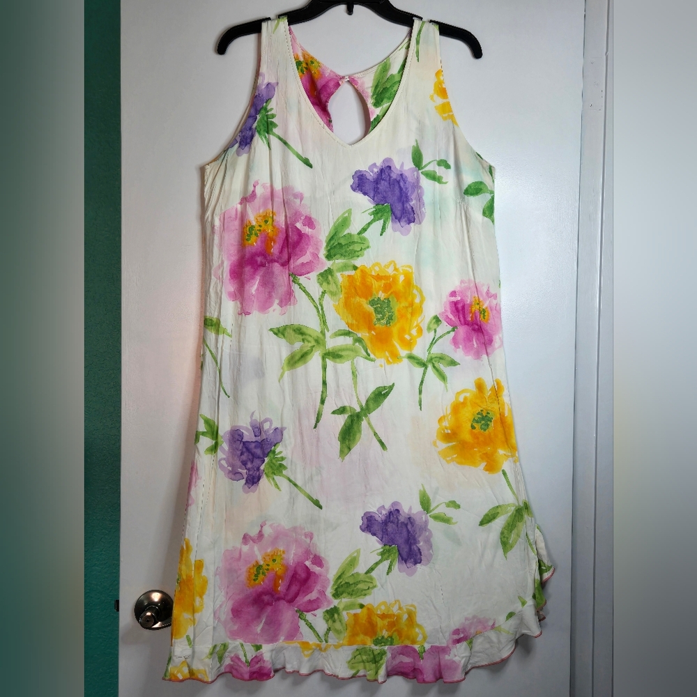 Vintage Jams World Sky Flower Sleeveless Dress Size L